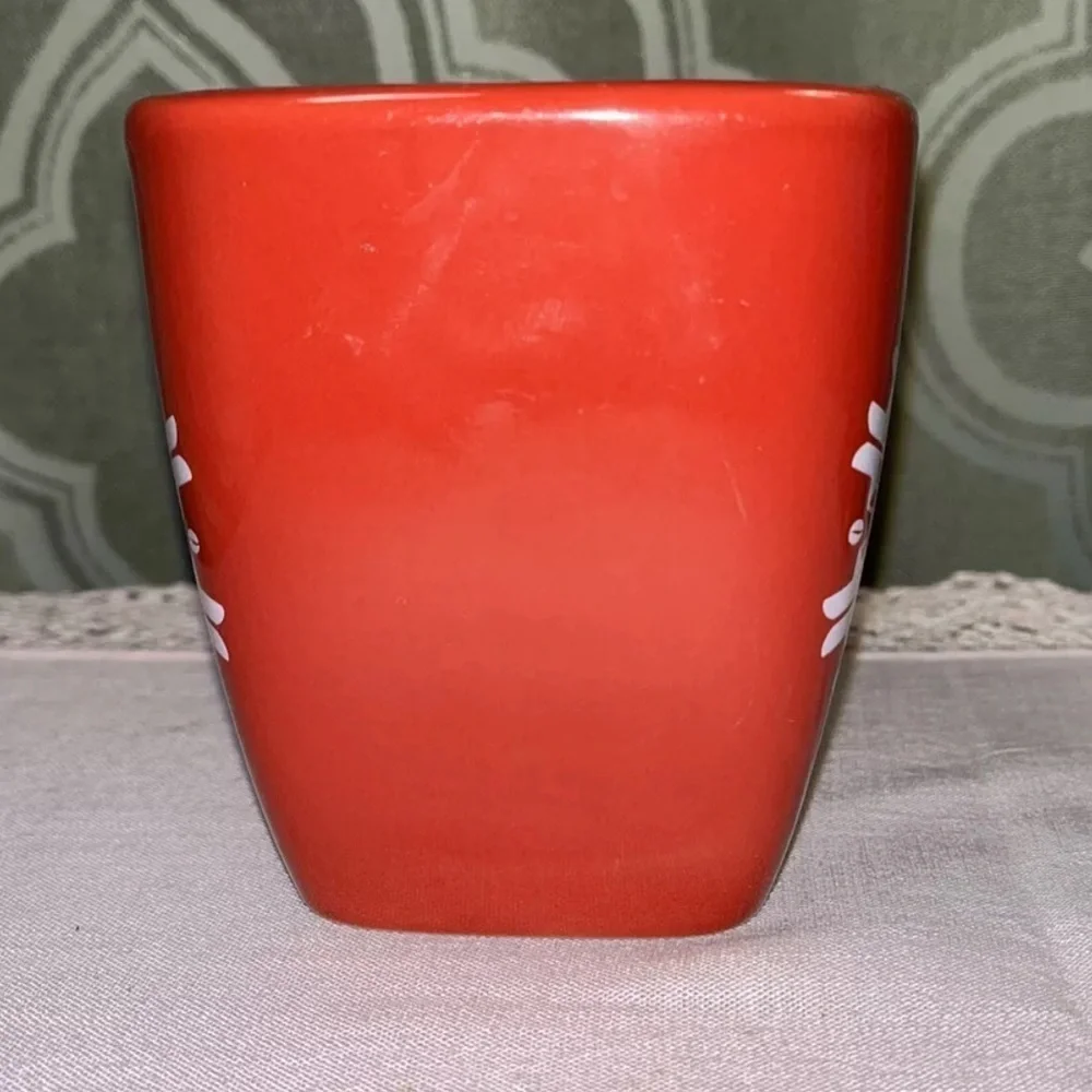 Starbucks 2004 Red Snowflake Square Coffee Mug - Picture 2 of 4